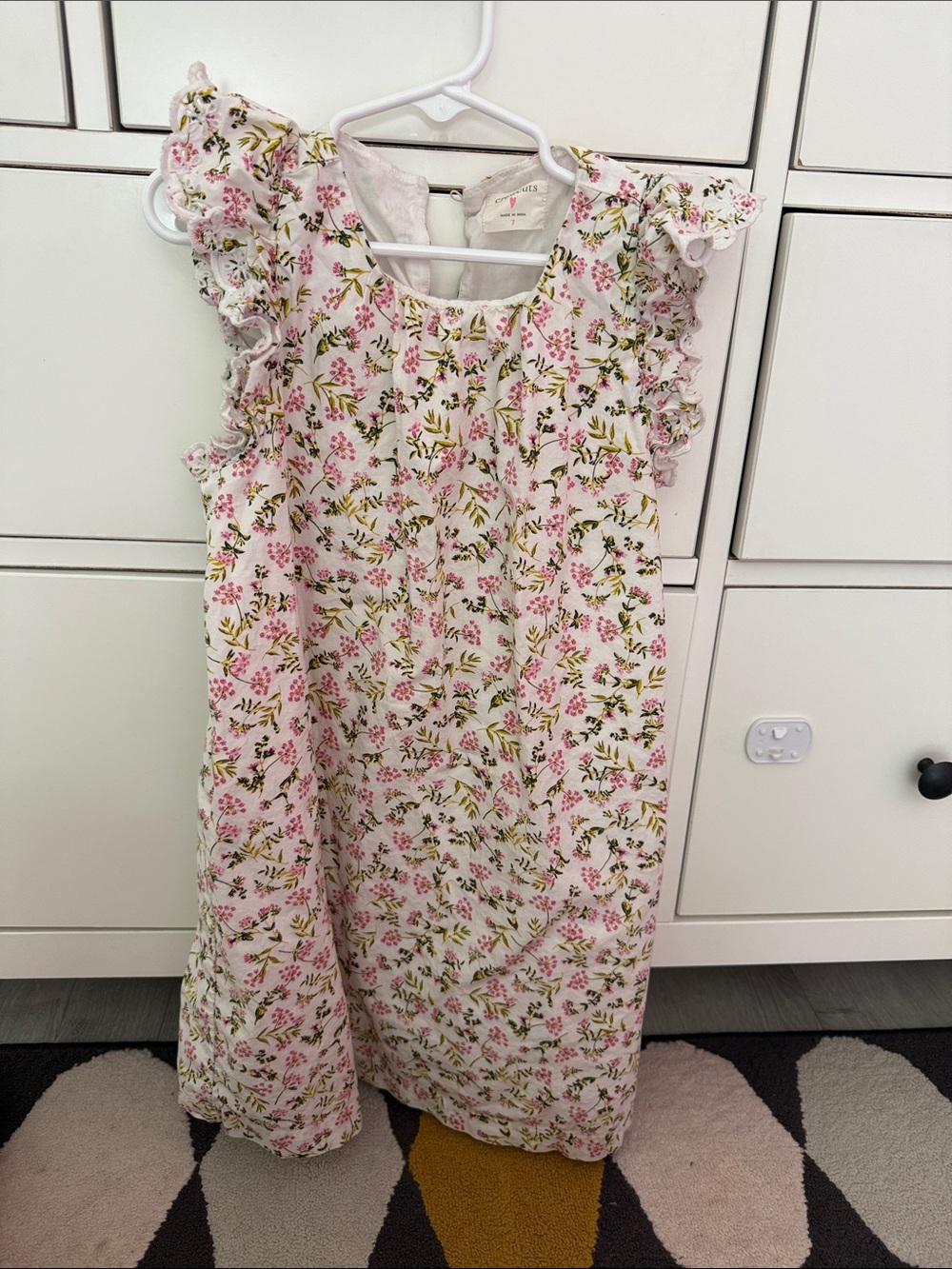 J. Crew Girls Floral Flutter-Sleeve Dress in Pink and Green